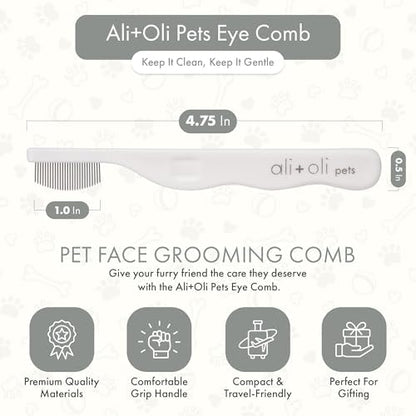 Ali+Oli Pets Eye Comb for Dogs & Cats – Fine Tooth Tear Stain Remover Comb – Pet Face Grooming Comb for Removing Eye Gunk, Debris & Tear Stains - Image 3