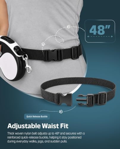 Hands-Free Retractable Dog Leash with Waist Belt, 16FT Extendable Strap - Image 3