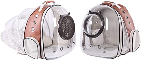 Expandable Cat Carrier Backpack, Backpack for Cats Kitten Small Puppy, Airline Approved Cat Bubble Backpack, Space Capsule Astronaut Carrier (Brown, Back Extension) - Image 5
