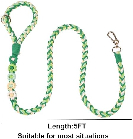 5FT Braided Cotton Rope Leash for Small, Medium and Large Dogs, Mint Meadow - Image 5