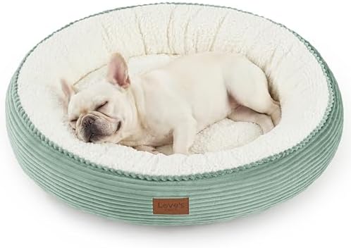 Love's cabin Round Donut Cat and Dog Cushion Bed, 30in Pet Bed for Medium or Large Dogs, Anti-Slip & Water-Resistant Bottom, Soft Durable Fabric Pet Beds, Washable Calming Cat Bed, Apple Green by Lovescabin
