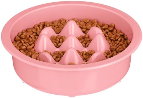 The Niner Slow Feed Bowl - Raised Peaks Slow Down Pets Eating - Fits Elevated Feeders Including Neater Feeder Large Sizes - Gentle on Teeth and Gums - Holds up to 2 Cups (Pink) by NeaterPetBrands