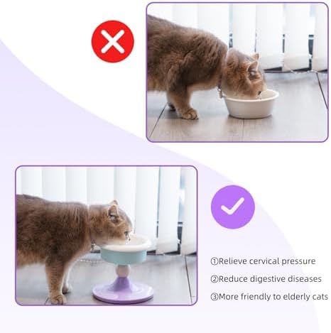 Elevated Cat Bowl with 3 Adjustable Heights (4.69/5.98/7.28 Inches), 0-20° Tilted Anti-Slip Ceramic Pet Bowl, Whisker Fatigue Relief Feeding Station for Cats & Small Medium Dogs, Dishwasher Safe - Image 3