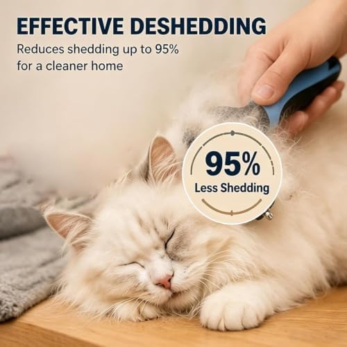 Dematting Comb for Dogs and Cats, Undercoat Pet Brush for Long Hair, Deshedding Brush for Dog Removes Tangles Knots and Loose Fur, 2-In-1 Double Tooth Comb Undercoat Rake Dog Brush - Image 4