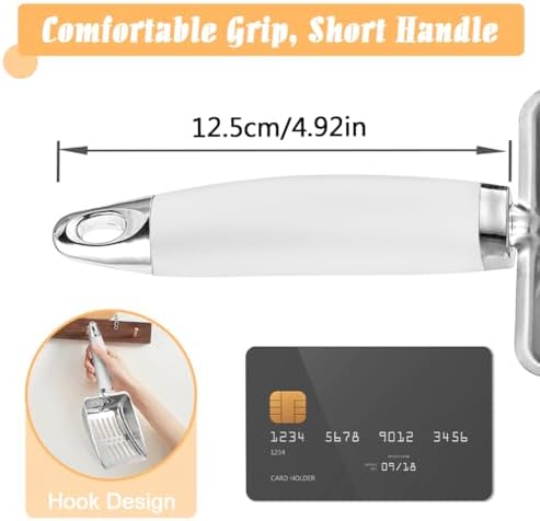 Cat Litter Scoop - Stainless Steel Metal Cat Litter Scoop-Sturdy Mesh Scooper - Mesh Shovel-Easy to Clean - Suitable for Cat Litter Box -Grey White-Christmas - Image 4