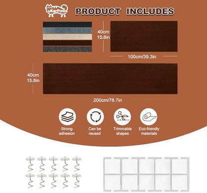 Cat Scratch Mat, Cat Scratch Couch Cats Scratch Furniture Protector for Couch, cat Scratch pad，cat Tree，DIY Climbing Carpet for Cat Tower Replacement Pads (Khaki, 78.7" x 15.8") - Image 7