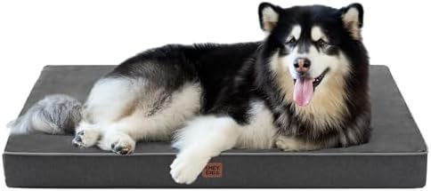 EHEYCIGA XXL Washable Dog Crate Bed with Memory Foam, 47x29Inch, Dark Grey by EHEYCIGA