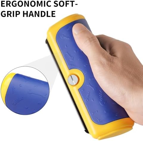 Dog Brush for Shedding, Short Hair, Blue and Yellow - Image 5