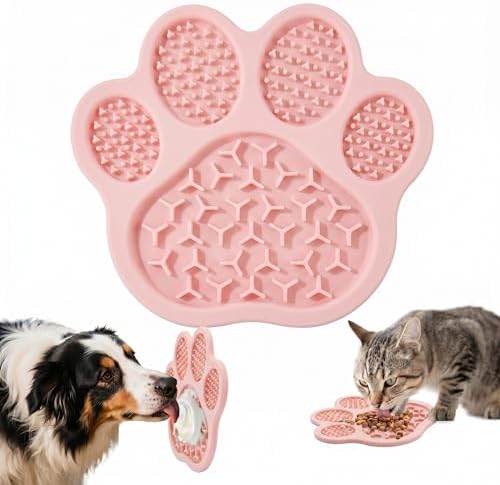 Lick Mat for Dogs & Cats, Slow Feeder Pad with Suction Cups Pink by PawSailor