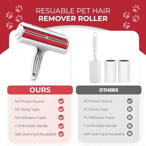 Pet Hair Remover Roller – Reusable Multi-Surface Lint Roller for Dog & Cat Fur on Furniture, Couch, Carpet, Bedding, Clothes & Car Seats – Eco-Friendly, Portable Hair Removal Cleaning tool for Home - Image 5