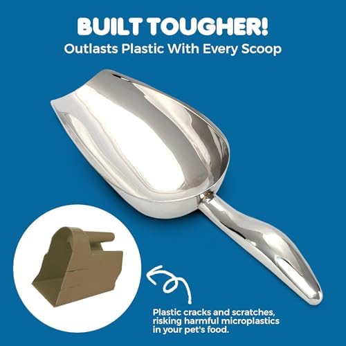 SunGrow Large Cat Litter and Food Scoop, Life Transforming 2-in-1 Scooper, Reduces Hand Fatigue, Saves Clear Litter, Makes Scooping Faster and Easier (Silver, Small) - Image 6