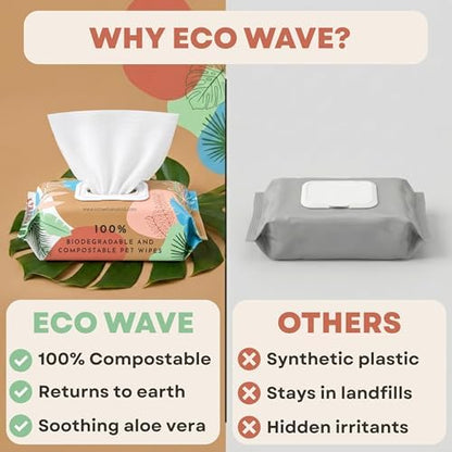 Eco Wave Dog & Cat Grooming Wipes, Unscented, Hypoallergenic, Compostable - Image 7