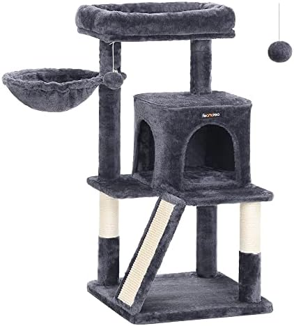 Feandrea Cat Tree, 37.8-Inch Tall Cat Tower, Multi-Level Condo, Smoky Gray by FeandreabySONGMICSHOME