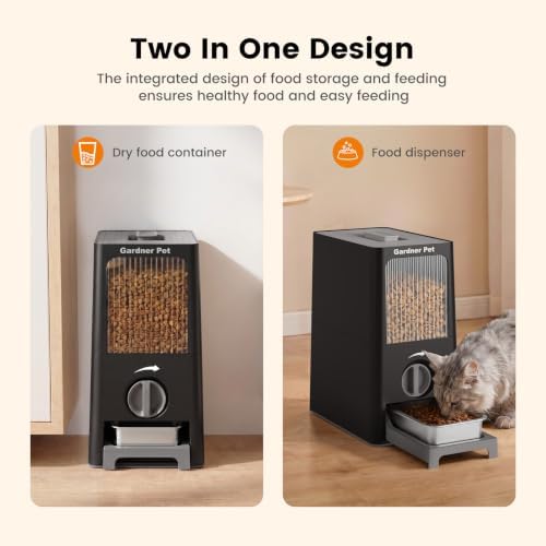 Gardner Pet Food Storage Container & Manual Feeding Feeder Two-in-One Set, 7 lbs Large Capacity with Movable Drawer Base & 304 Stainless Steel Bowls for Dogs, Cats. - Image 2