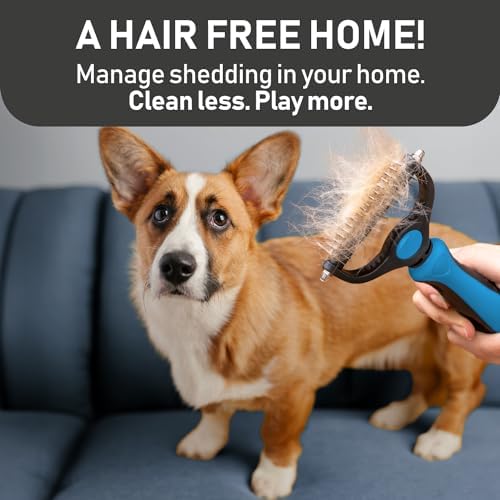Maxpower Planet Pet Grooming Brush and 2X Grooming Gloves Combo - Double Sided Dematting, Deshedding Undercoat Rake for Dogs and Cats - Reduce Shedding Easily - Blue - Image 5