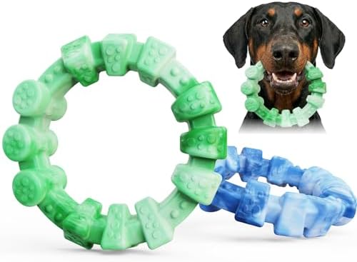 BoYoYo 2 Pack Dog Toys for Aggressive Chewers, Indestructible Dog Toys for Large Breed, Durable Chew Toy for Dogs to Keep Them Busy, Ring Toy for Trainging & Cleaning Teeth, Milk Flavored by BoYoYo