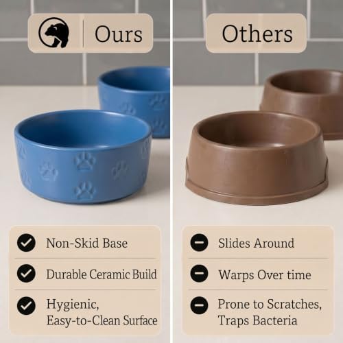 Ceramic Dog Bowl Set of 2 w/ Anti-Skid Base 6.5"W x 2.5"H, 3.8 Cup Capacity - Image 5
