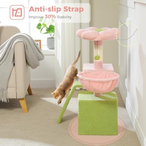 PETEPELA Cactus Cat Tree for Kittens & Small Cats, 32in Cat Tower,Pink - Image 5