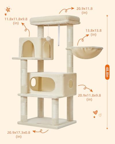 Taoqimiao Cat Tree, 49In Cat Tower for Indoor Cats Large Adult - Image 2