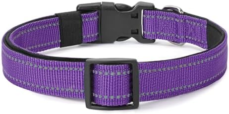 Reflective Dog Collar, Adjustable Nylon for Small Dogs, Purple - Image 6