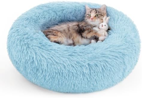 rabbitgoo Calming Cat Beds for Indoor Cats, 20 inches, Light Blue by rabbitgoo