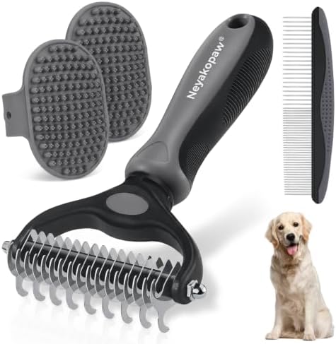 Undercoat Rake, Dematting Metal Comb and Bathing Brush For Dogs and Cats by Unknown