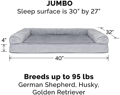 Furhaven Replacement Dog Bed Cover Plush & Suede Sofa-Style, Machine Washable - Gray, Jumbo (X-Large) - Image 3