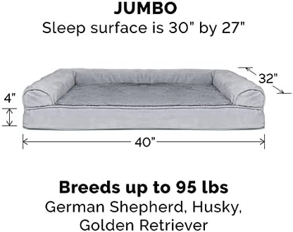 Furhaven Replacement Dog Bed Cover Plush & Suede Sofa-Style, Machine Washable - Gray, Jumbo (X-Large) - Image 3