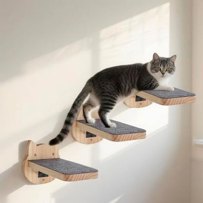 ESPETS Natural Solid Wood Cat Wall Floating Steps, Set of 3 - Image 7