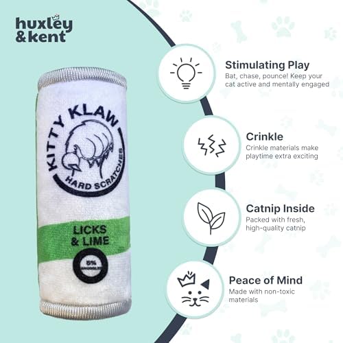 Huxley & Kent Plush Crinkle Catnip Cat Toy, Kitty Klaw Licks & Lime - Image 4