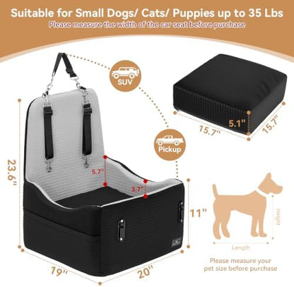 PETSFIT Dog Car Seat with Patented Safety System, 5" Elevated Cushion - Image 5