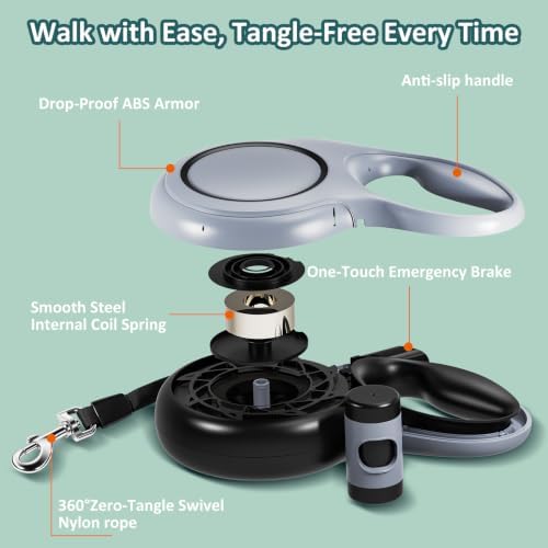 26ft/8m Retractable Dog Leash,Heavy Duty Leash for Large Dogs Up to 110Ibs - Image 3