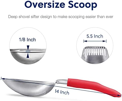 WePet Cat Litter Scoop, Aluminum Alloy Sifter, Kitty Metal Scooper, Deep Shovel, Long Handle, Poop Sifting, Kitten Pooper Lifter, Durable, Heavy Duty, for Litter Box - Image 2