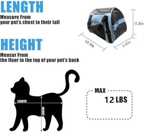 ZaneSun Cat Carrier,Soft-Sided Pet Travel Carrier for Cats,Dogs Puppy Comfort Portable Foldable Pet Bag Airline Approved (Medium-Blue) - Image 3