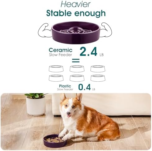 vancasso Slow Feeder Dog Bowl, 1.5 Cup Ceramic Medium Puzzle Dog Food Dish - Image 4