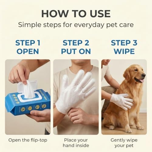 20PCS Pet Glove Wipes for Dogs, Cats & Small Animals— Fragrance-Free - Image 7