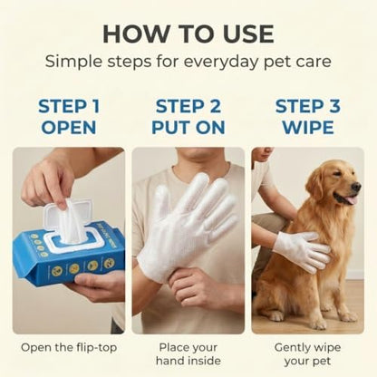 20PCS Pet Glove Wipes for Dogs, Cats & Small Animals— Fragrance-Free - Image 7