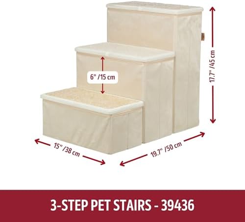TRIXIE 3-Step Velour Pet Stairs for Small Dogs & Cats - 17.7" H - Beige - Image 5