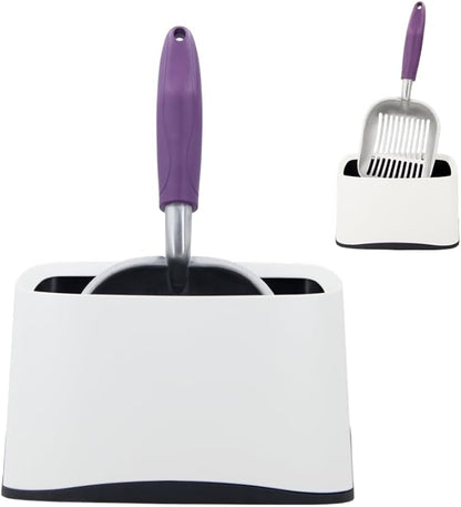 Heavy Duty Cat Litter Scoop with Holder - All Metal Cat Litter Scooper with Holder - Speed Sifter Litter Box Scooper Captures All Clumps - Aluminum Cats Litter Scooper (Purple)