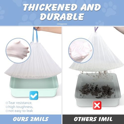 Cat Litter Box Liners, 36 x 19 In, 3 Mil, Drawstring, 10 Count - Image 5
