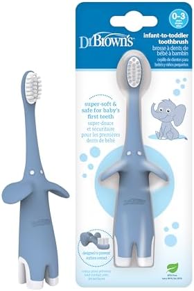 Dr. Brown's Infant-to-Toddler Toothbrush, Blue Elephant, 0-3 Years by DrBrowns