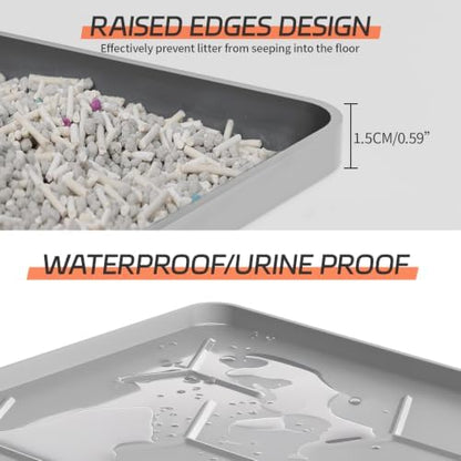 Bulkniu Silicone XL Cat Litter Mat, 28"X40", Raised Edge Waterproof, Grey - Image 2