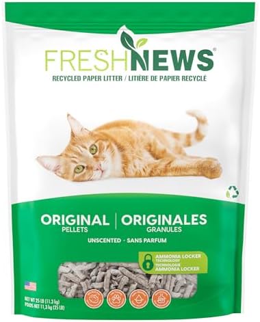 Fresh Pellet Non-Clumping Paper Cat Litter, 25 Pound by FreshNews