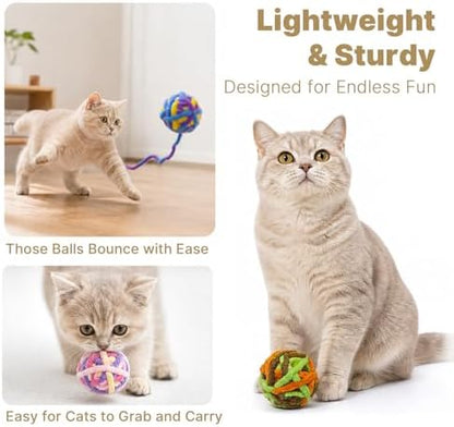 Cat Toy Yarn Ball with Bell Inside, 9Pcs Colorful Interactive Kitten Toys for Indoor Cats Play and Kitten Training, Includes 1.77" 1.57" 1.18" Balls - Image 3