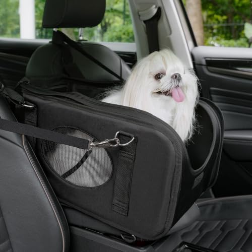 Center Console Dog Car Seat for Small Dogs & Cats Under 15lbs Black by NORMON