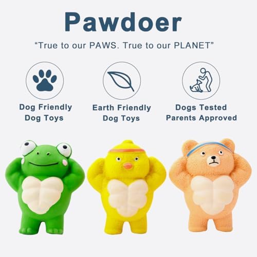3 Pack Squeaky Dog Toys for Medium Dogs, Soft Latex Chicken Squeaky Dog Ball, Cute Funny Squeak Different Animals Frog Bear Chicken Pet Toys - Image 2