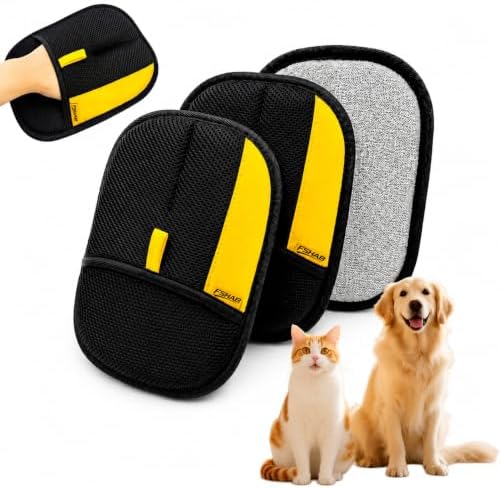 Pet Hair Removal Gloves for Dogs & Cats Reusable Electrostatic Grooming Mitt, Deshedding Tool for Furniture, Carpet, Couch & Clothes Gentle Massage & Easy Cleaning (Pack of 2) by Unknown