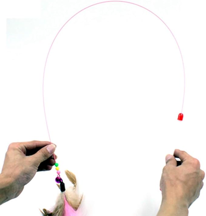 MoonyLI Cat Toy Feather Wand with Bell Funny Interactive Play Cat Toy