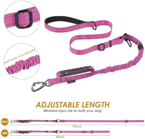 AUBELL Tactical Dog Leash Heavy Duty,4-6ft No Pull Bungee Leash,Pink - Image 6