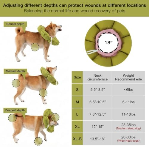 H HIDREAM Soft Dog Cones for Medium Dogs,Cute Adjustable Cone for Dogs to Stop Licking,Dog Recovery Collars & Cones that can Protect Head and Foot Wounds，Green Flower All-Season Style - Image 2